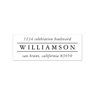 Classic Typography Family Name Return Address Rubber Stamp