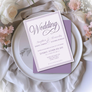 Classic Typography Soft Lilac Formal Wedding Invitation