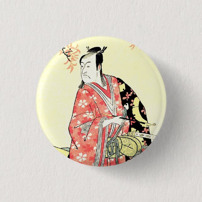 Classic ukiyo-e Traditional Japanese Samurai art 1 Inch Round Button (Front)