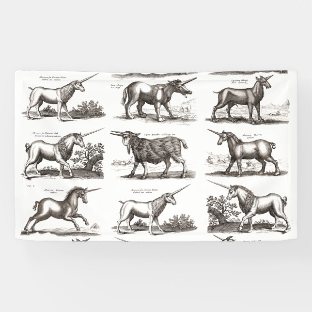 Classic Unicorn Antique Mythical Magical Creature Banner (Horizontal)