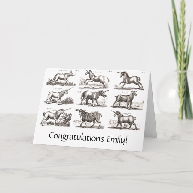 Classic Unicorn Antique Mythical Magical Creature Card (Front)