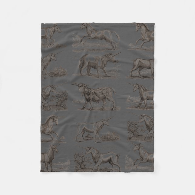 Classic Unicorn Antique Mythical Magical Creature Fleece Blanket (Front)