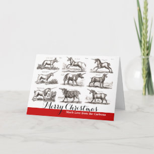 Classic Unicorn Antique Mythical Magical Creature Holiday Card