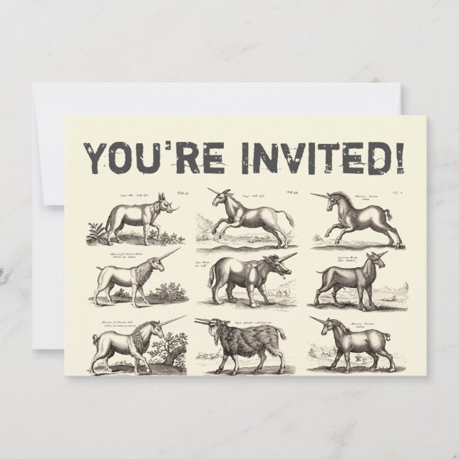 Classic Unicorn Antique Mythical Magical Creature Invitation (Front)