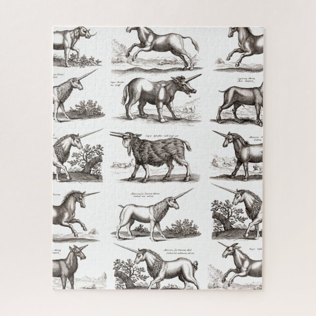 Classic Unicorn Antique Mythical Magical Creature Jigsaw Puzzle (Vertical)