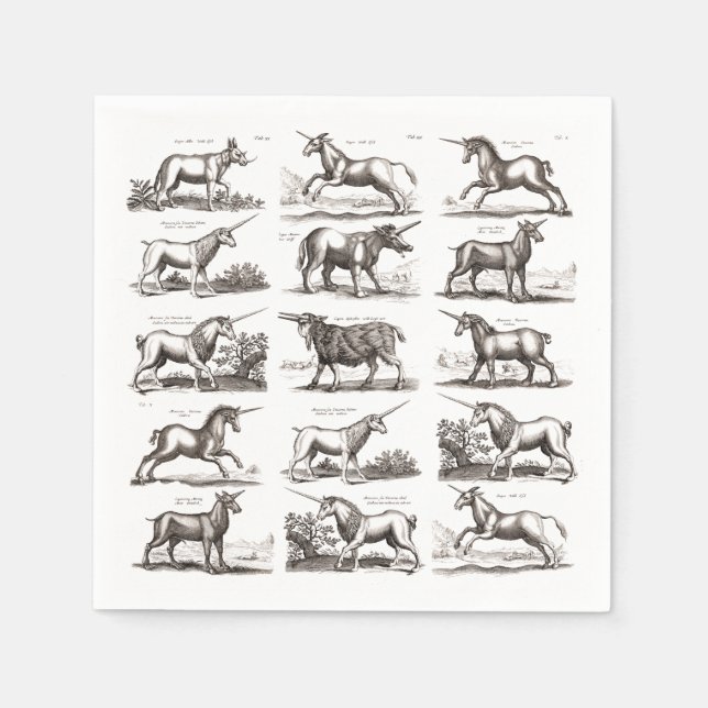 Classic Unicorn Antique Mythical Magical Creature Napkin (Front)