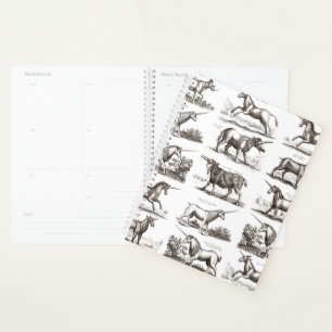 Classic Unicorn Antique Mythical Magical Creature Planner