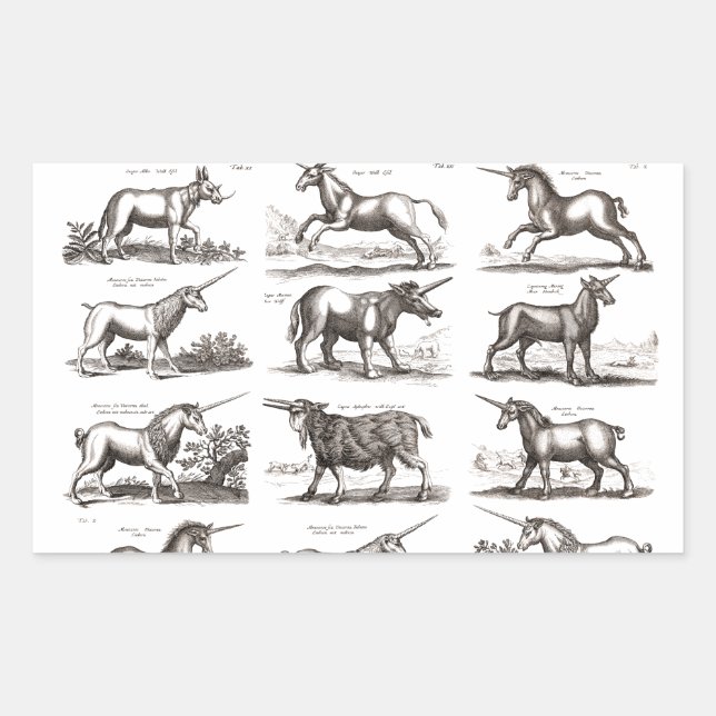 Classic Unicorn Antique Mythical Magical Creature Sticker (Front)