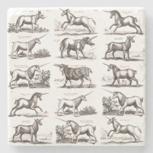 Classic Unicorn Antique Mythical Magical Creature Stone Coaster