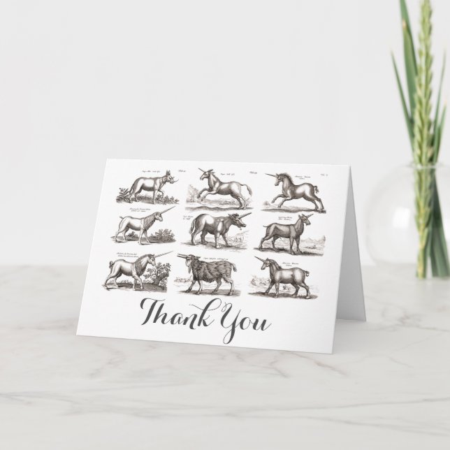 Classic Unicorn Antique Mythical Magical Creature Thank You Card (Front)