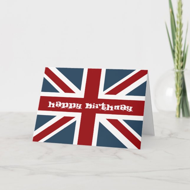 Classic Union Jack Flag Happy Birthday Card (Front)