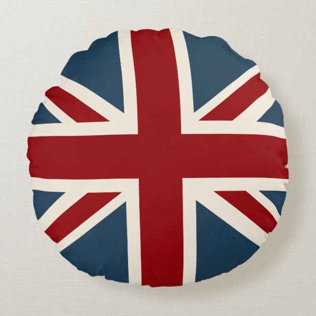 Classic Union Jack Flag Round Pillow (Front)
