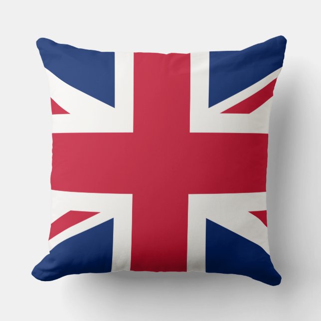 Classic Union Jack Red White Blue UK Flag Throw Pillow (Front)