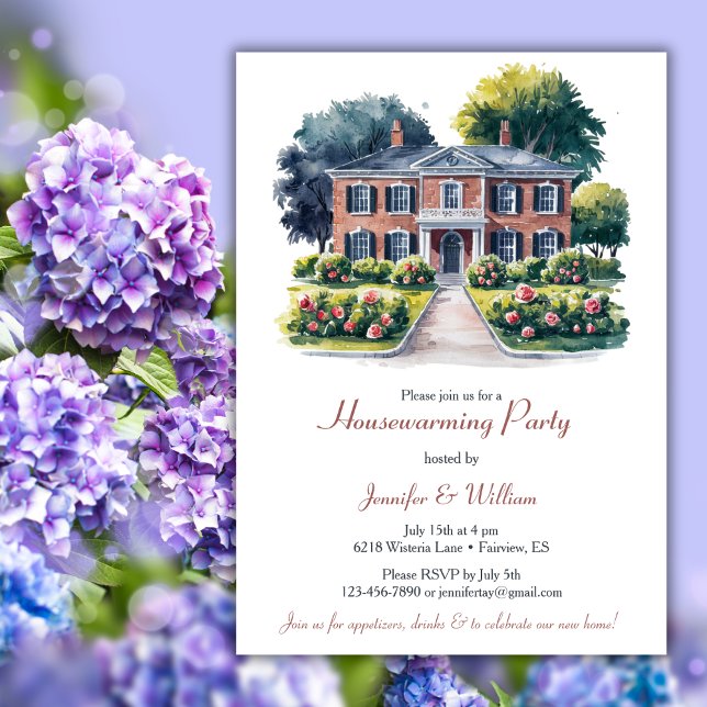 Classic Unique Watercolor House Housewarming Party Invitation (Creator Uploaded)