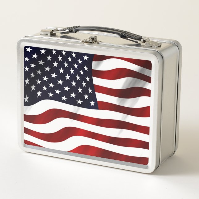 CLASSIC UNITED STATES OF AMERICA FLAG METAL LUNCH BOX (Front)