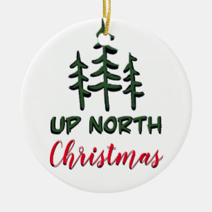 Classic Up North Christmas rustic evergreens  Ceramic Ornament