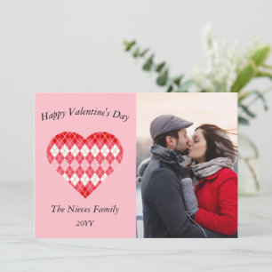 Classic Valentine Red and Pink Argyle (Pink) Holiday Card