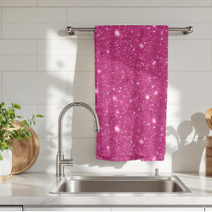 Classic Valentine Trendy Pink Glitter Style Kitchen Towel