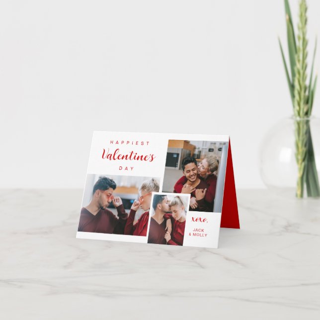 Classic Valentine's Greeting with Photo Holiday Card (Front)