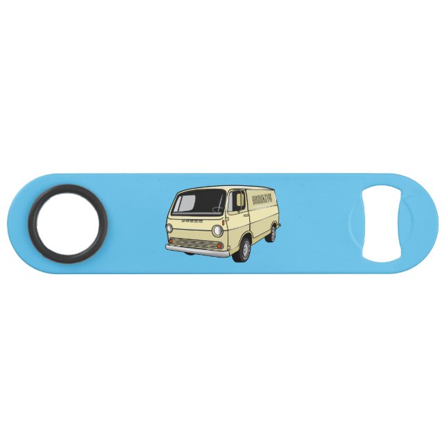 Classic van cartoon illustration bar key (Front (Horizontal))