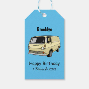 Classic van cartoon illustration gift tags