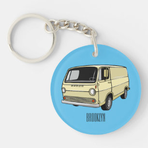 Classic van cartoon illustration keychain