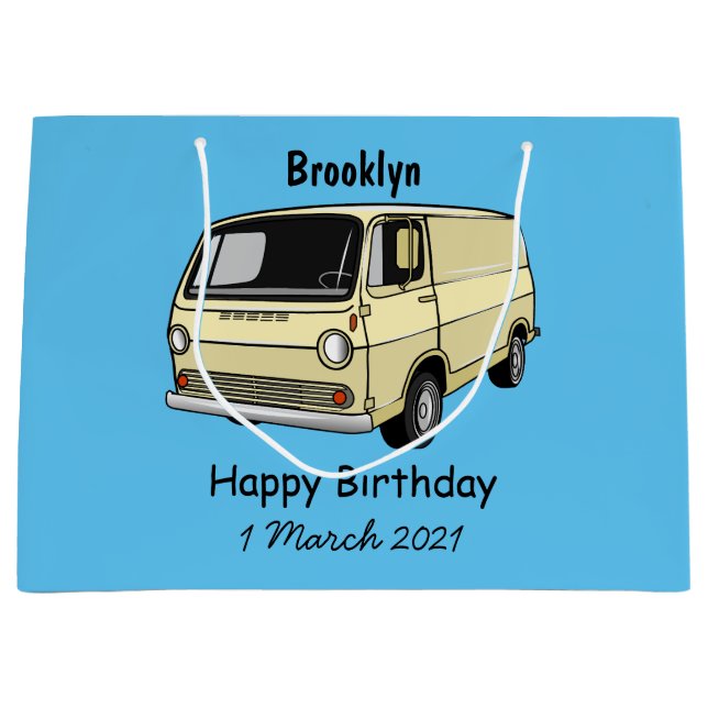 Classic van cartoon illustration large gift bag (Front)