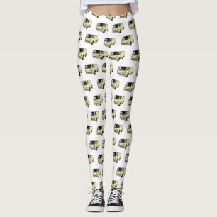 Classic van cartoon illustration leggings