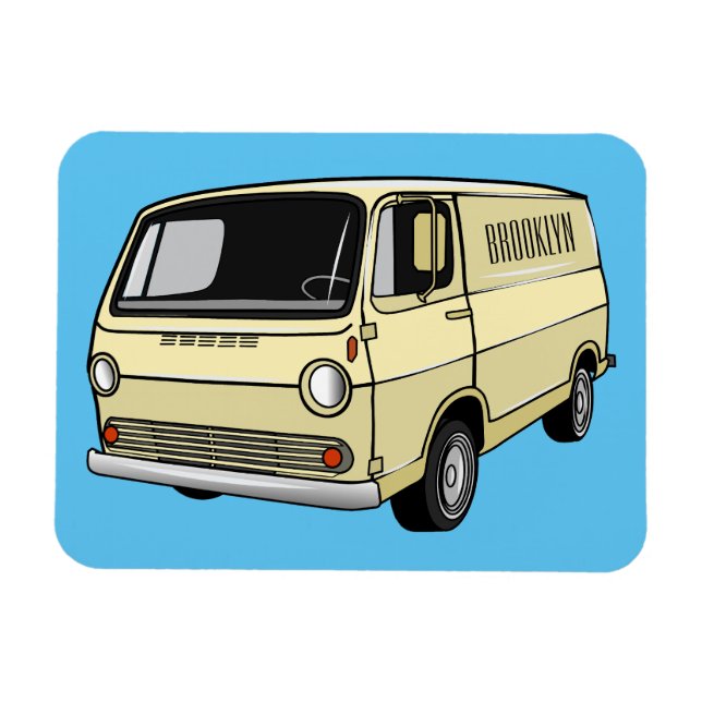 Classic van cartoon illustration magnet (Horizontal)