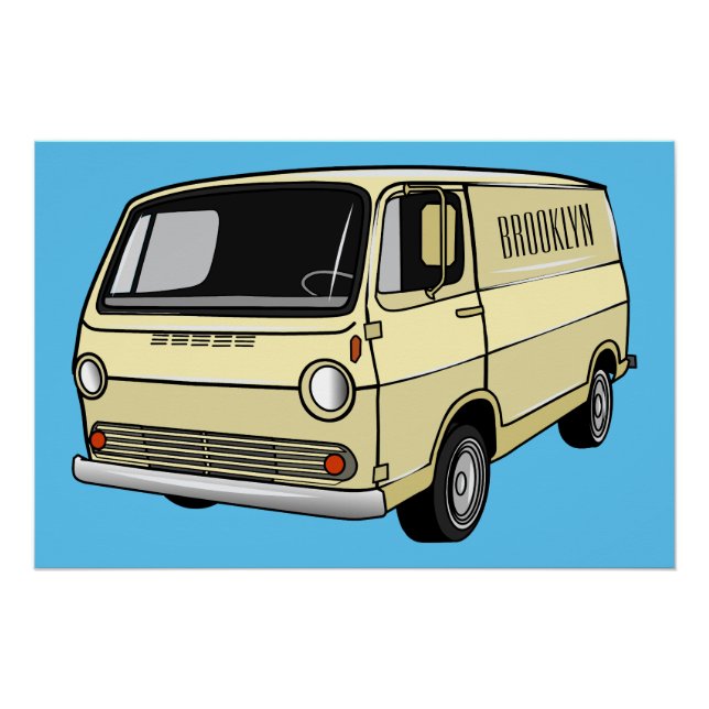 Classic van cartoon illustration poster (Front)