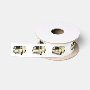 Classic van cartoon illustration satin ribbon