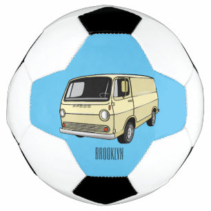 Classic van cartoon illustration soccer ball