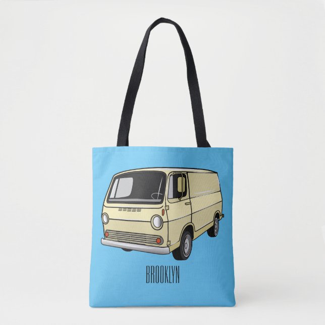 Classic van cartoon illustration tote bag (Front)