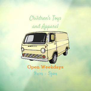Classic van cartoon illustration window cling