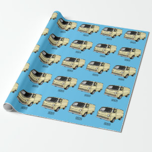 Classic van cartoon illustration wrapping paper