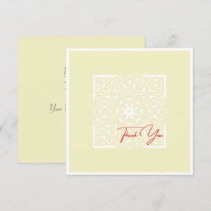 Classic Vanilla and White Elegant Frame Red Text Thank You Card