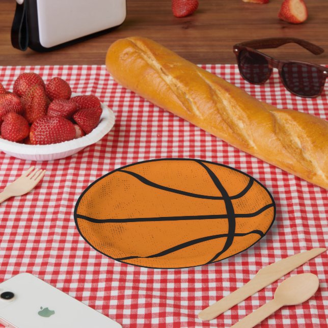 Classic Varsity Basketball Hoops Game Day Style Paper Plate (Picnic)
