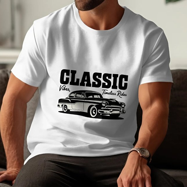 Classic Vibes, Timeless Rides Vintage, Aesthetic T-Shirt (Front)