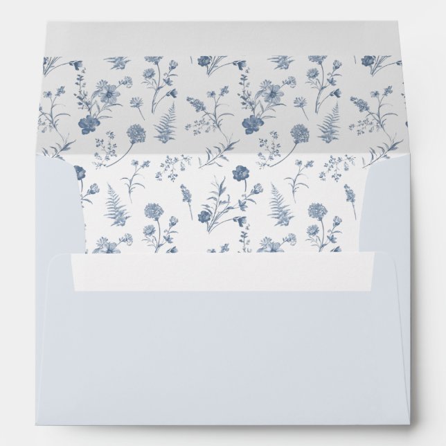 Classic Victorian Blue French Garden Chic Wedding Envelope (Back (Bottom))