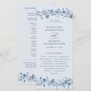Classic Victorian Blue French Garden Chic Wedding Program