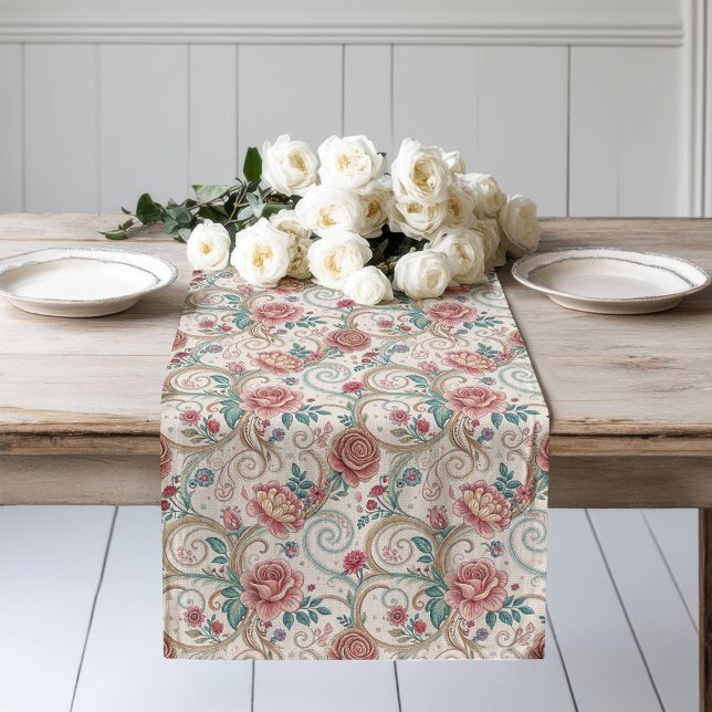 Classic Victorian Era Floral Table Decor Long Table Runner (Classic Victorian Era Floral Table Decor Long Table Runner)