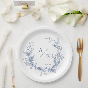 Classic Victorian French Wedding Monogram Paper Plate