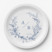 Classic Victorian French Wedding Monogram Paper Plate (Front)