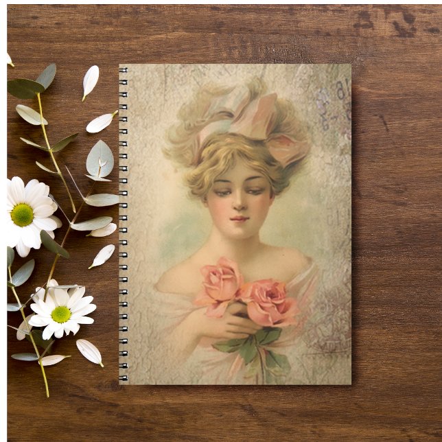 Classic Victorian Lady With Roses  Notebook (Creator Uploaded)