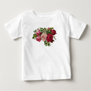 Classic Victorian Roses Lily of the Valley Romance Baby T-Shirt