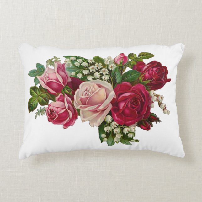 Classic Victorian Roses Lily of the Valley Romance Decorative Pillow (Front)