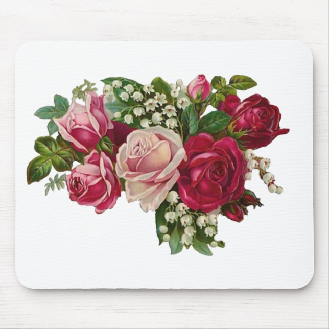 Classic Victorian Roses Lily of the Valley Romance Mouse Pad (Front)