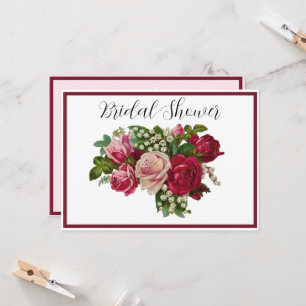Classic Victorian Roses Lily Valley Bridal Shower Invitation