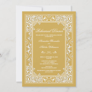 Classic Vignette Rehearsal Dinner Invite (gold)