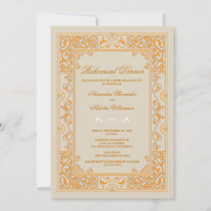 Classic Vignette Rehearsal Dinner Invite (orange)